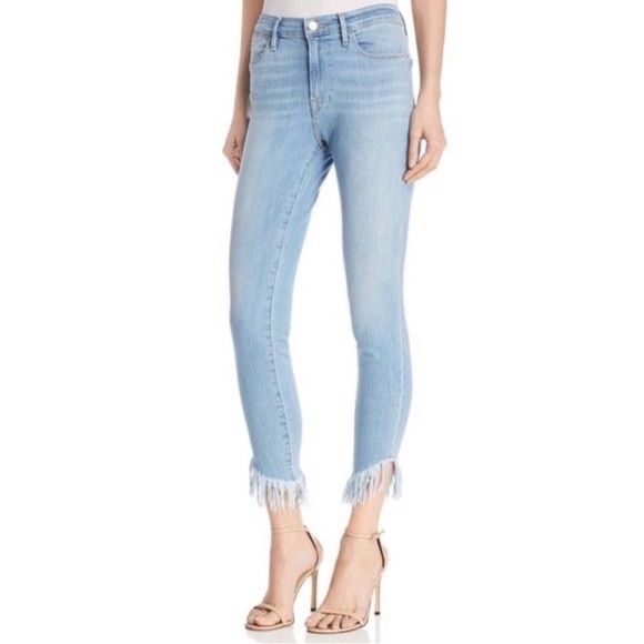 FRAME Le High Skinny Shredded Raw Hem Eling Jeans - Picture 9 of 9
